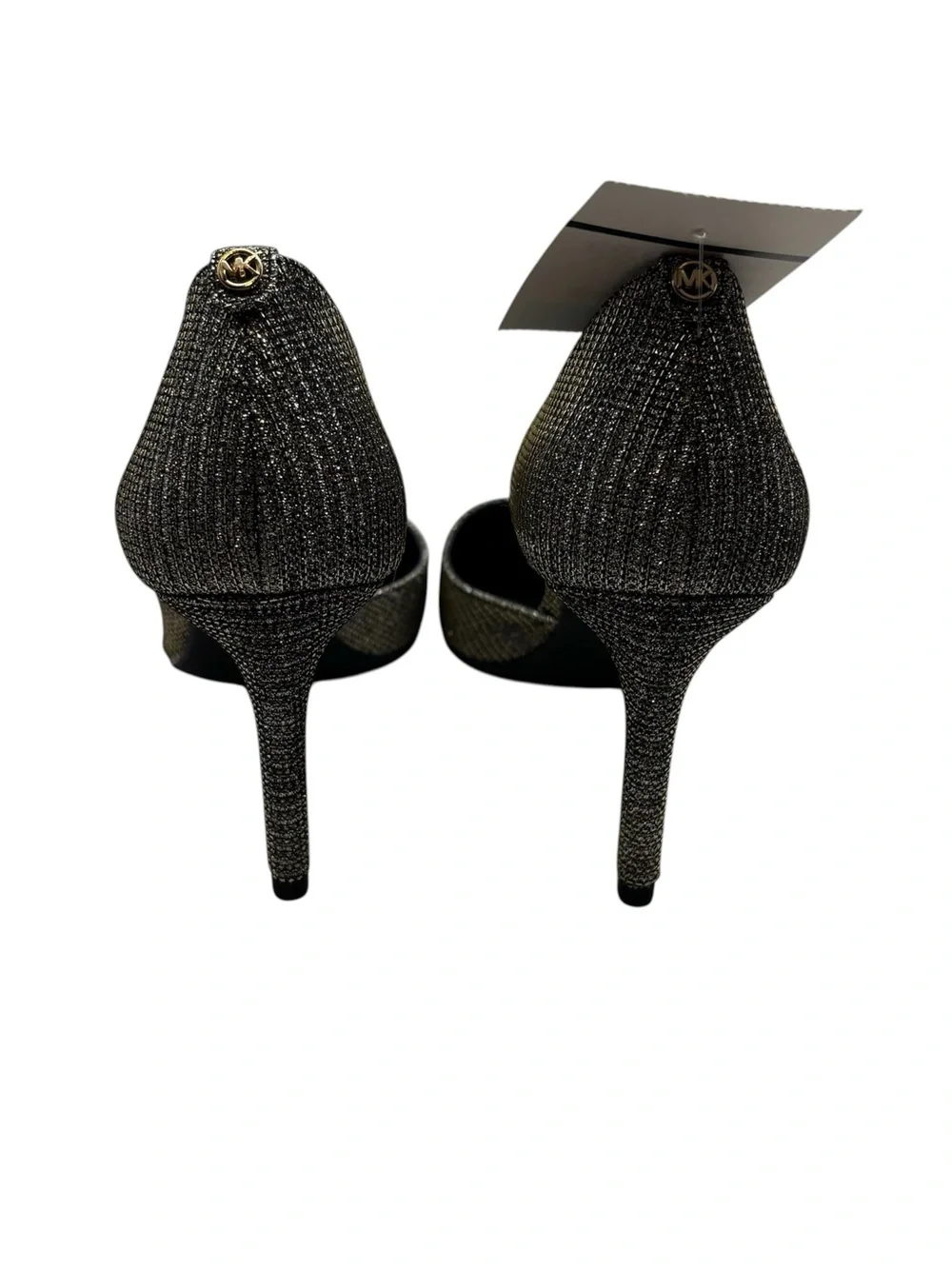 NTW Michael Kors Black/Gold Dorothy Flex D’Orsay Glitter Chain Mesh Pump Size 9